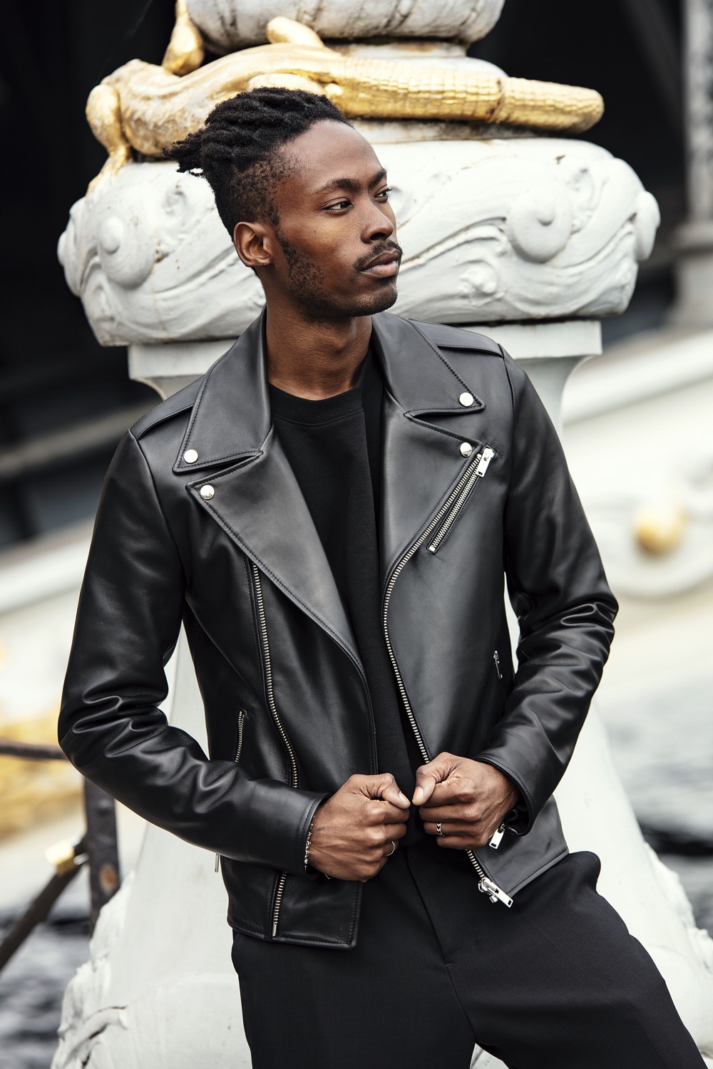 Blouson perfecto en cuir d agneau plonge Made in France